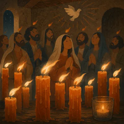 Pentecost Candles Bent by Holy Wind