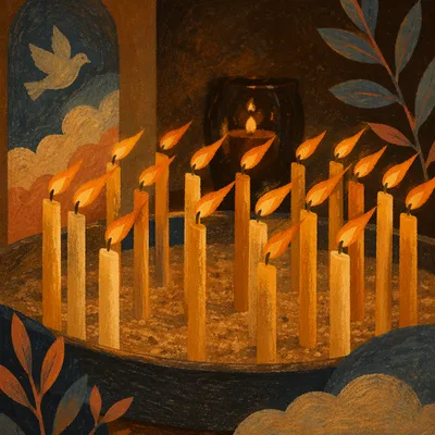 Pentecost Candle Flames in Gentle Wind