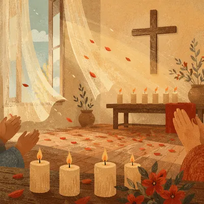 Pentecost Wind and Flames in Wooden Chapel