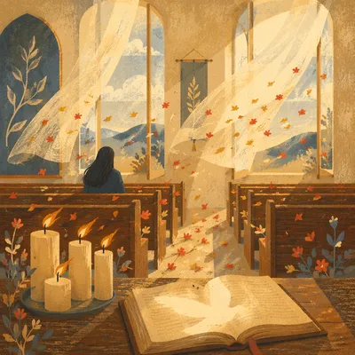 Pentecost Wind and Flames in Wooden Chapel