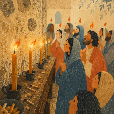 Pentecost Candle Flames in Gentle Wind
