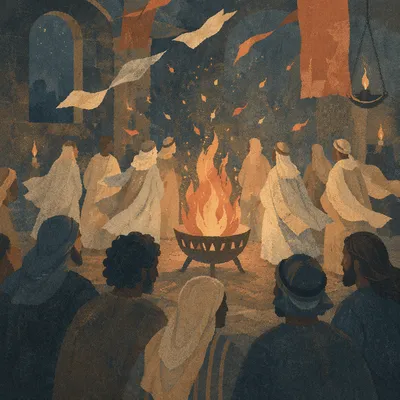 Pentecost Flame in Ancient Stone Sanctuary