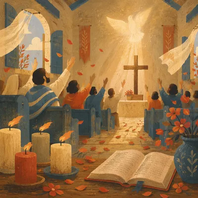 Pentecost Breeze in a Wooden Chapel
