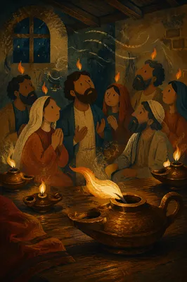 Pentecost Oil Lamps with Windblown Flames