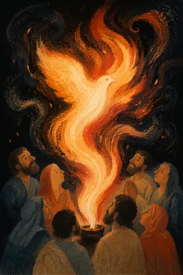 Pentecost Flame in Windblown Darkness