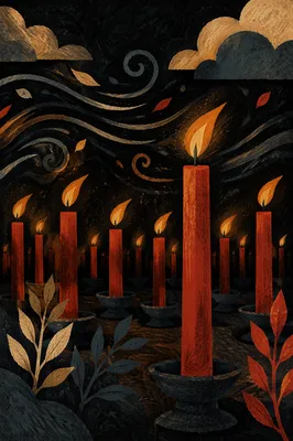 Pentecost Candle Flames in Sacred Wind
