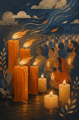 Pentecost Candles with Windblown Holy Spirit Flames