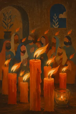 Pentecost Candle Flames in Gentle Spirit Wind