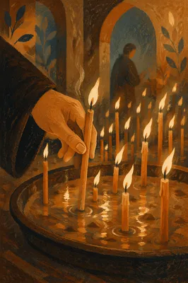 Pentecost Candle Flames in Gentle Chapel Wind