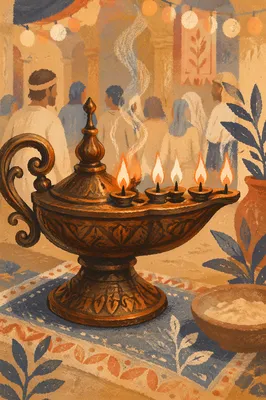 Pentecost Oil Lamp with Windblown Flames