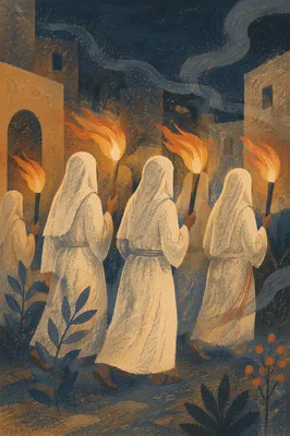 Pentecost Night Procession with Windblown Flames