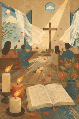 Pentecost Wind and Candle Flames in Chapel