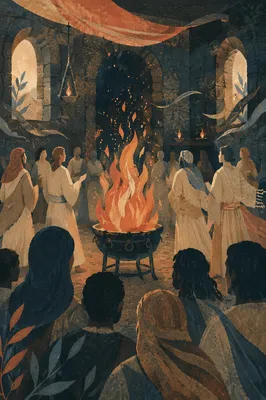 Pentecost Flames in Stone Sanctuary