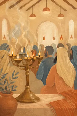 Brass Candle Stand with Burning Flames