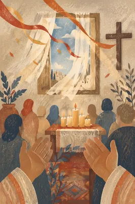 Pentecost Wind and Flames in Wooden Chapel
