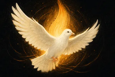 Pentecost Dove with Golden Spirit Flame
