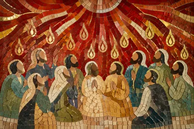Pentecost Flames and Rushing Wind Mosaic