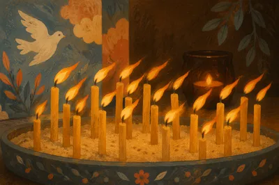 Pentecost Candle Flames in Gentle Wind