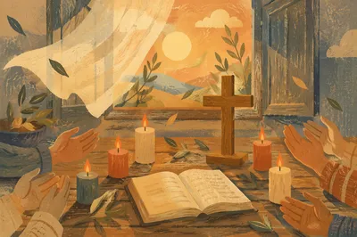 Pentecost Flames and Wind in Upper Room