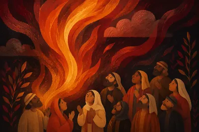 Pentecost Flames and Wind Light Background