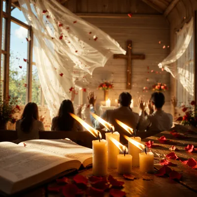 Pentecost Wind and Flames in Wooden Chapel