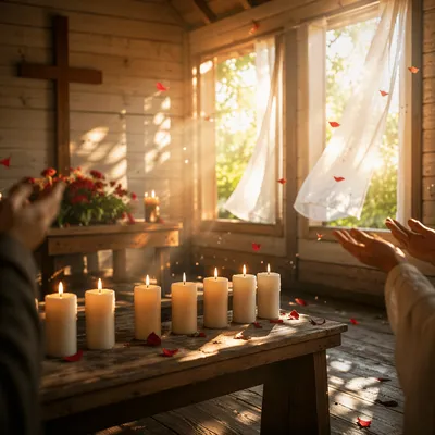 Pentecost Morning Wind in Wooden Chapel