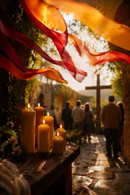 Pentecost Flames in Spring Chapel Courtyard