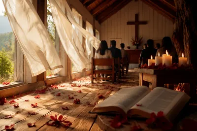 Pentecost Wind in a Wooden Chapel