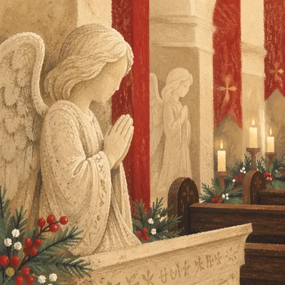 Pentecost Sunday Church Angels and Red Banners