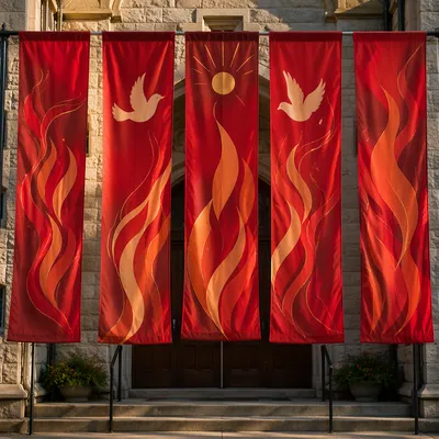 Pentecost Sunday Red Church Entrance Banners