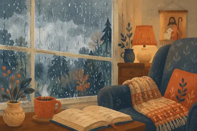 Cozy Rainy Window Reading Nook