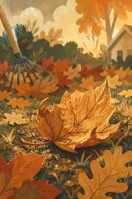 Golden Autumn Leaves in Quiet Yard