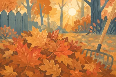Golden Autumn Leaves in Quiet Backyard