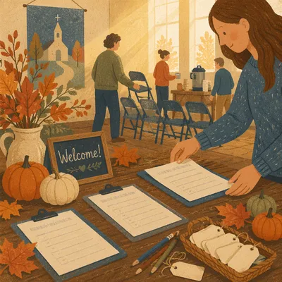 Autumn Church Program Signup Table Scene