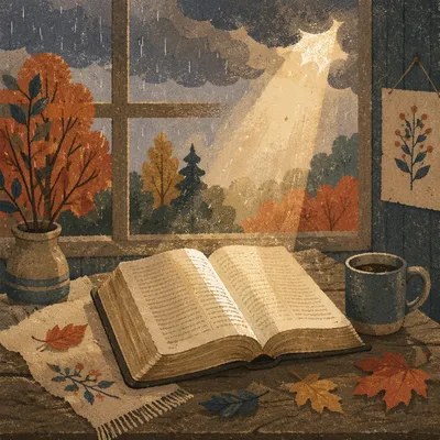 Open Bible in Autumn Window Light