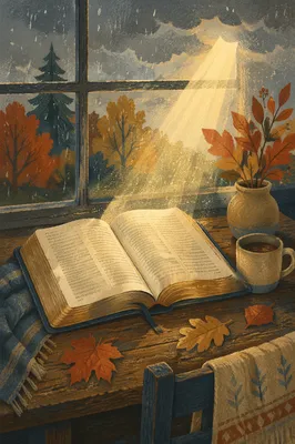 Open Bible with Autumn Light Breakthrough