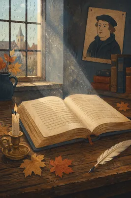 Open Bible in Reformation Morning Light