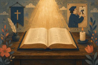 Open Bible in Reformation Day Light