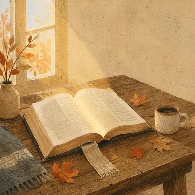 Open Bible in Autumn Truth Light