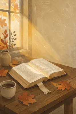 Open Bible in Autumn Morning Light