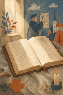 Open Bible in Light for Reformation Sunday