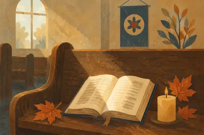 Open Bible in Morning Light Chapel