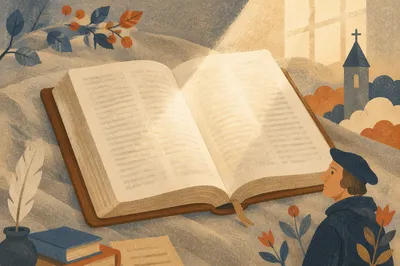 Open Bible in Light for Reformation Sunday
