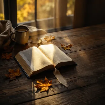 Open Bible in Autumn Morning Light