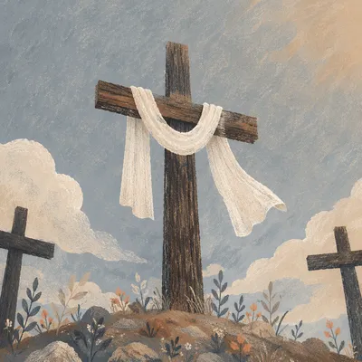 Resurrection Cross with White Easter Cloth