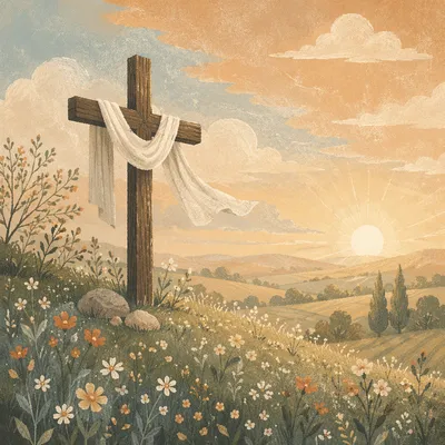Easter Resurrection Cross on Misty Spring Hill