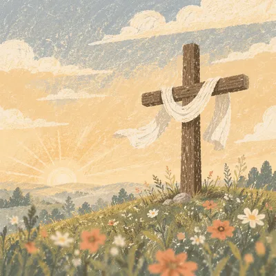 Easter Sunrise Cross with White Cloth