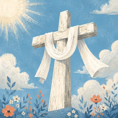 Easter Resurrection Cross With White Cloth