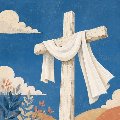 Easter Resurrection Cross With White Cloth