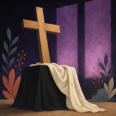 Easter Resurrection Cross with White Cloth